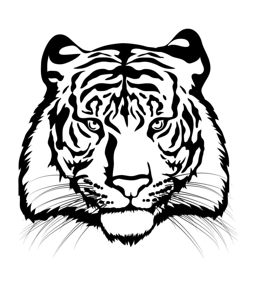 Tiger head. Silhouette of a tiger head isolated on white background. vector