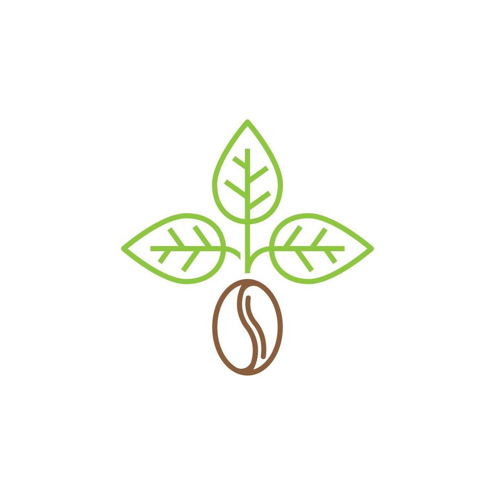 logotipo de hoja de café en grano vector