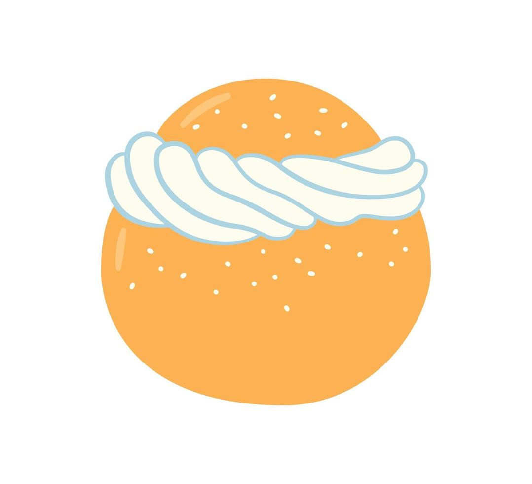 semla, vastlakukkel, laskiaispulla o fastlagsbulle es un panecillo dulce tradicional elaborado en varias formas. dulces tradicionales suecos. dibujado a mano ilustración vectorial aislado vector