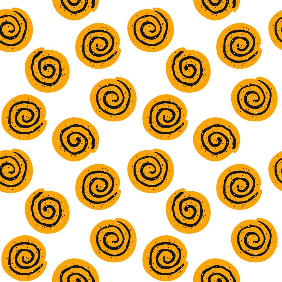 Cinnamon rolls with sugar. Set of swirl buns. Hand drawn isolated vector illustration