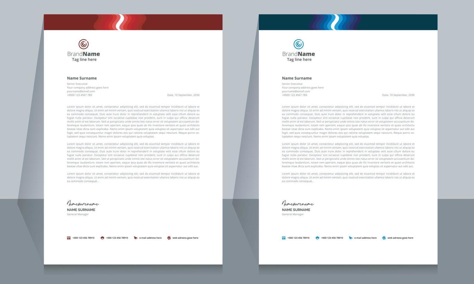 Creative Corporate Business Letterhead Template Design. vector