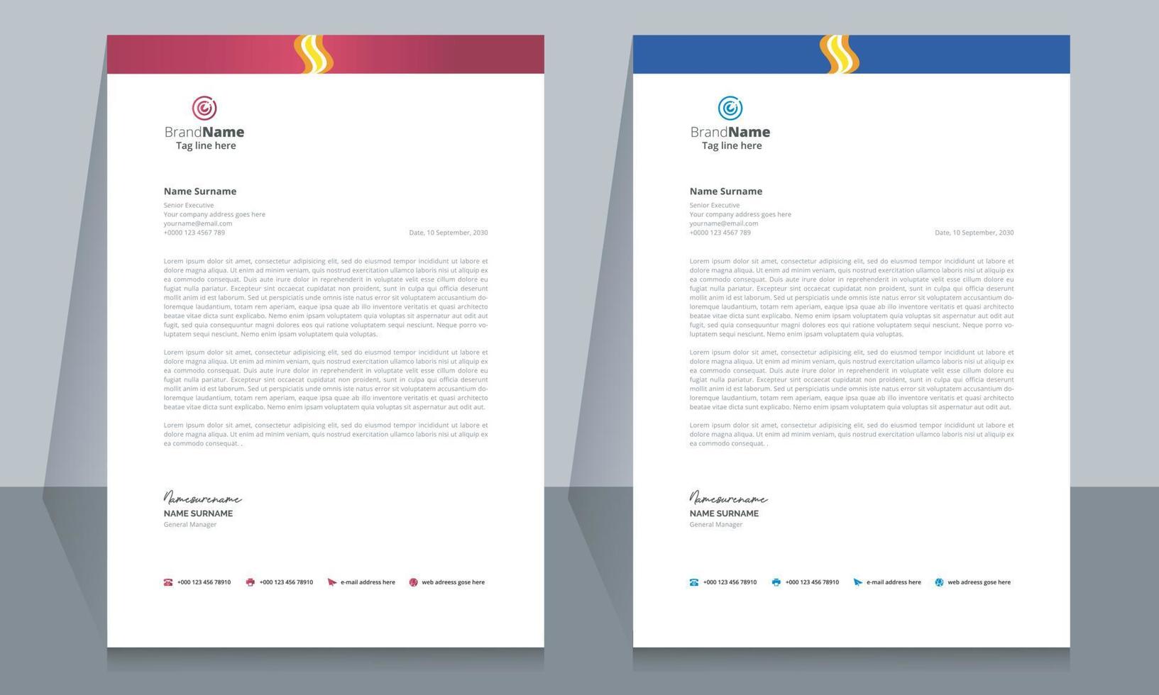 Creative Corporate Business Letterhead Template Design. vector