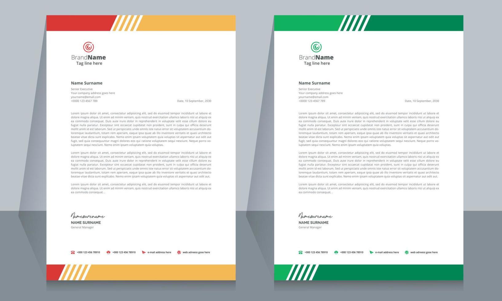 Creative Corporate Business Letterhead Template Design. vector