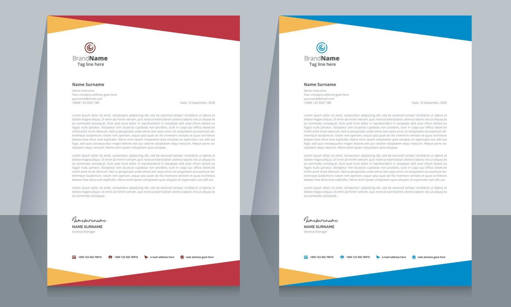 Creative Corporate Business Letterhead Template Design. vector