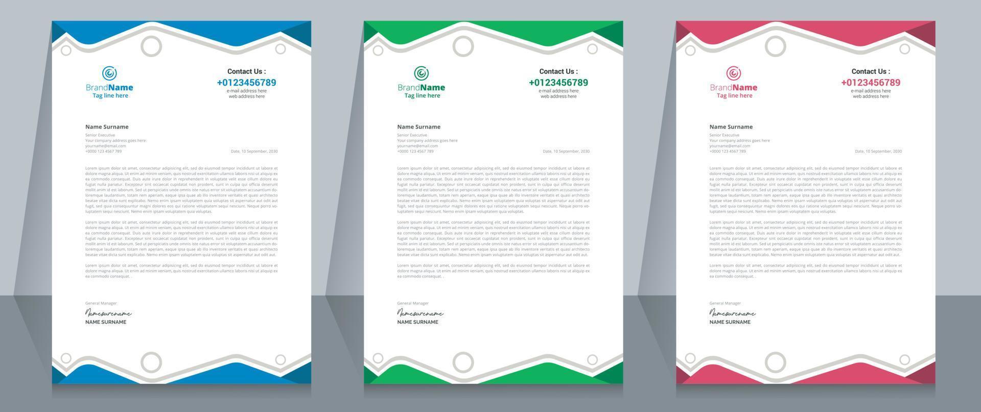 Creative Corporate Business Letterhead Template Design. vector