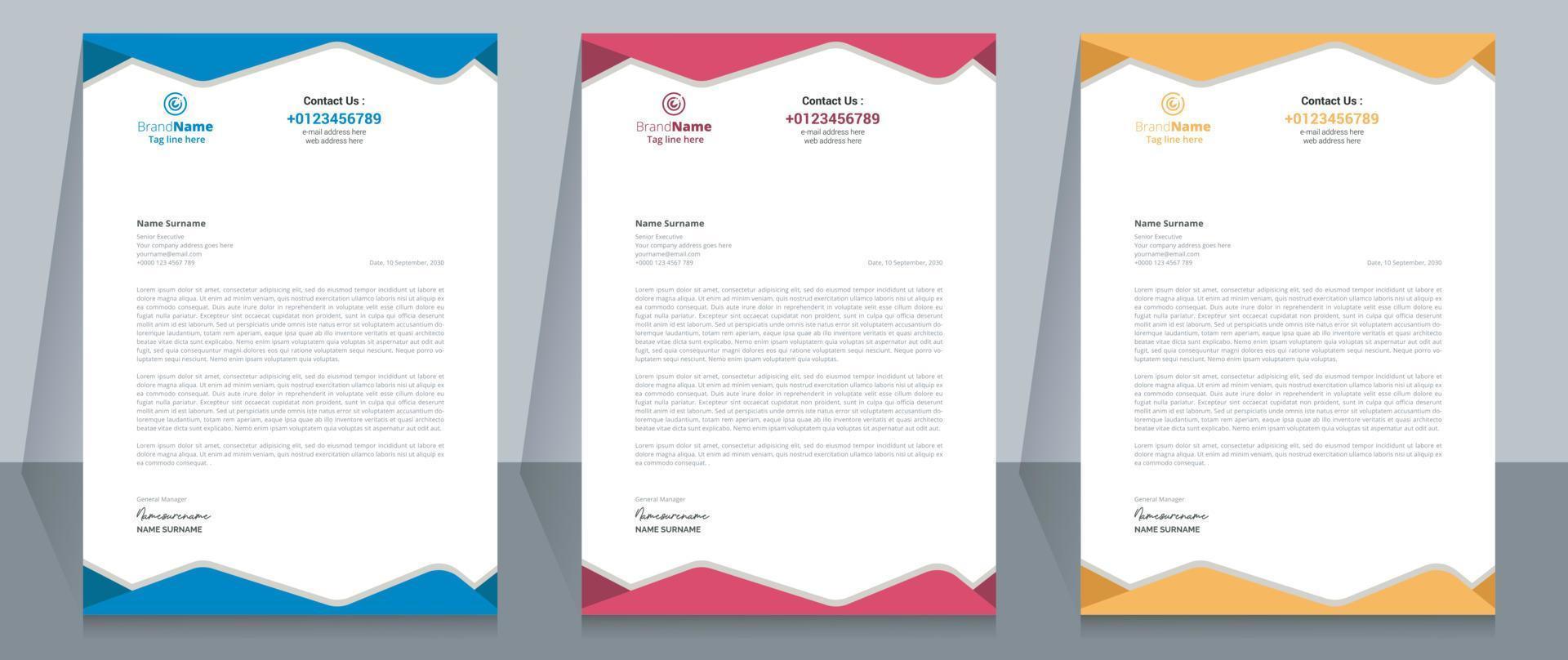 Creative Corporate Business Letterhead Template Design. vector