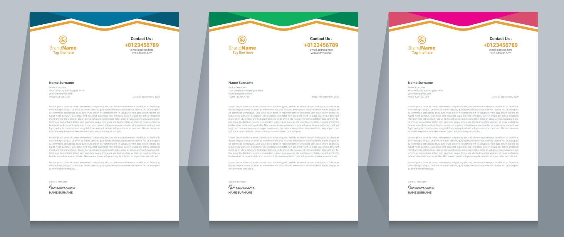 Creative Corporate Business Letterhead Template Design. vector