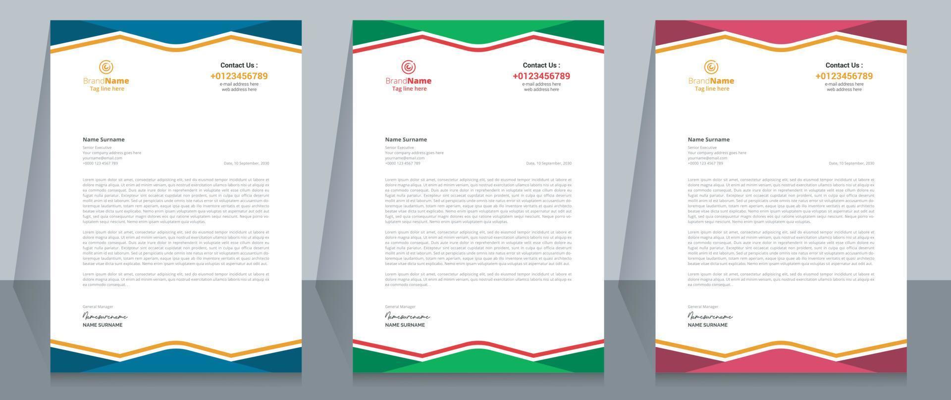 Creative Corporate Business Letterhead Template Design. vector