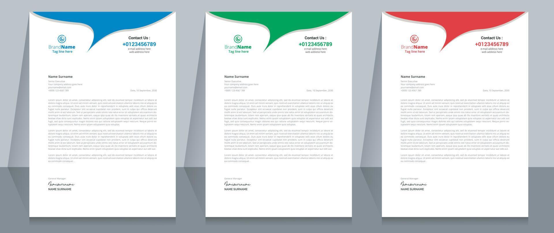 Creative Corporate Business Letterhead Template Design. vector