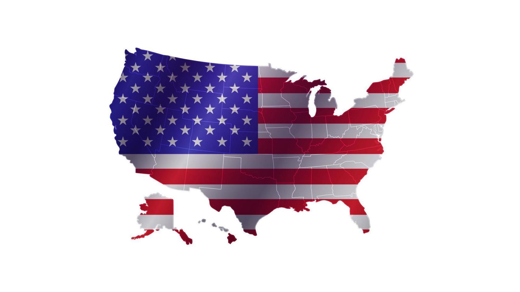 Flag of usa on map vector