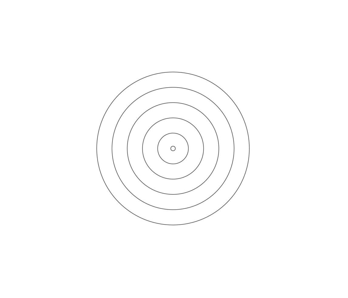 Concentric circle element. Black and white color ring. Abstract  vector illustration for sound wave, Monochrome graphic.