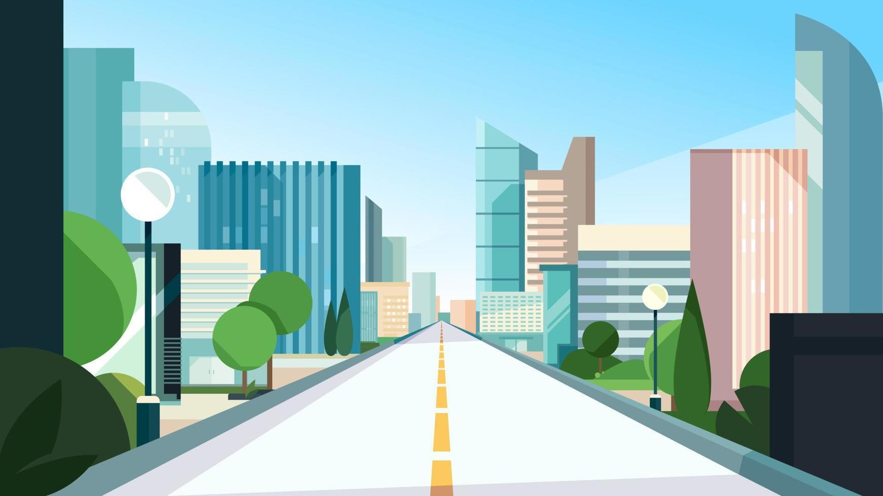 City road in summer season. vector