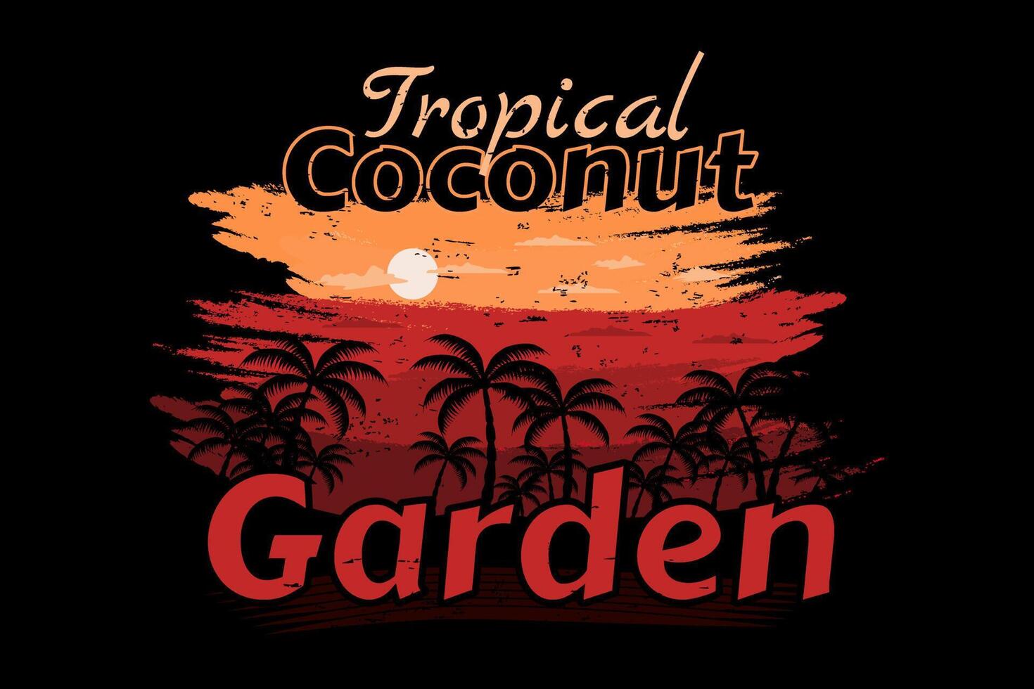 tropical coconut retro silhouette design vector