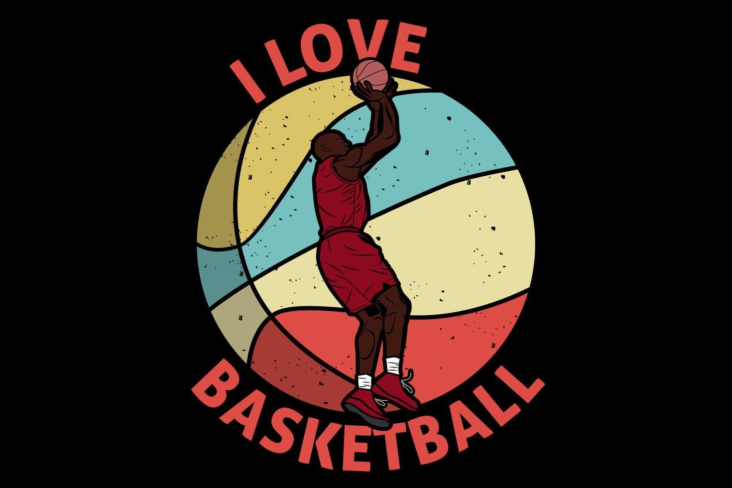 me encanta el diseño de baloncesto vintage retro vector