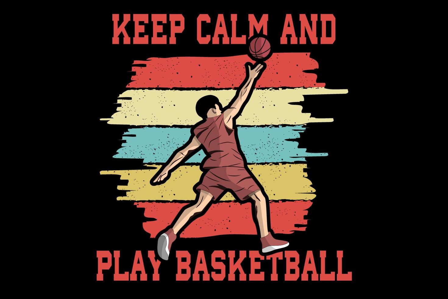 mantén la calma y juega baloncesto diseño vintage retro vector