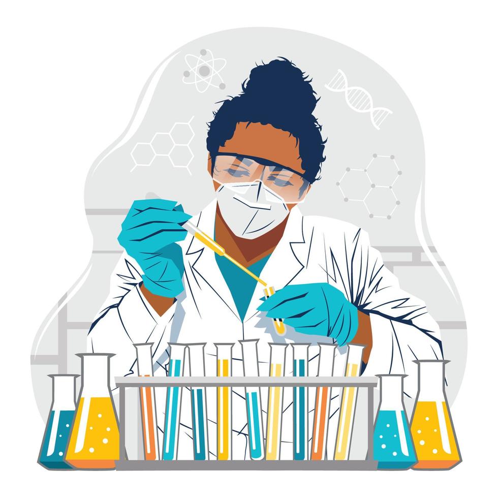 Women in Science Concept with Woman Scientist Working in Laboratory vector