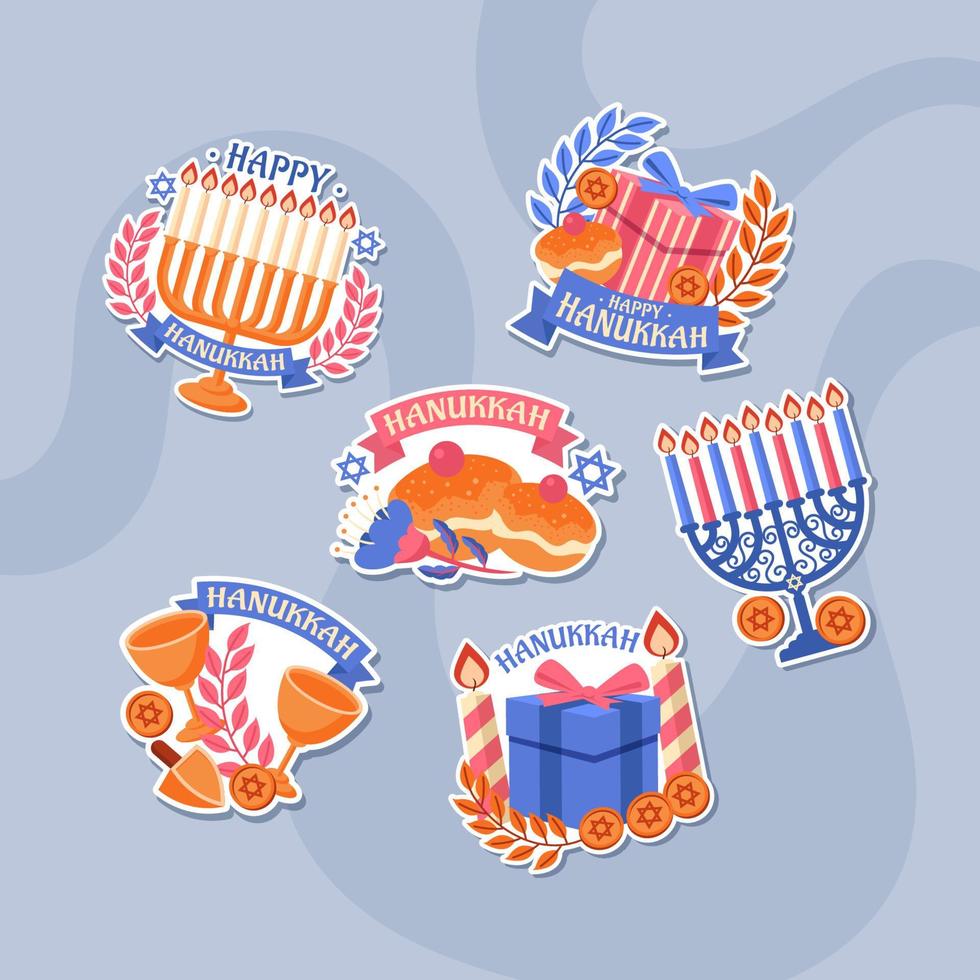 Hanukkah Menorah Sticker Pack vector