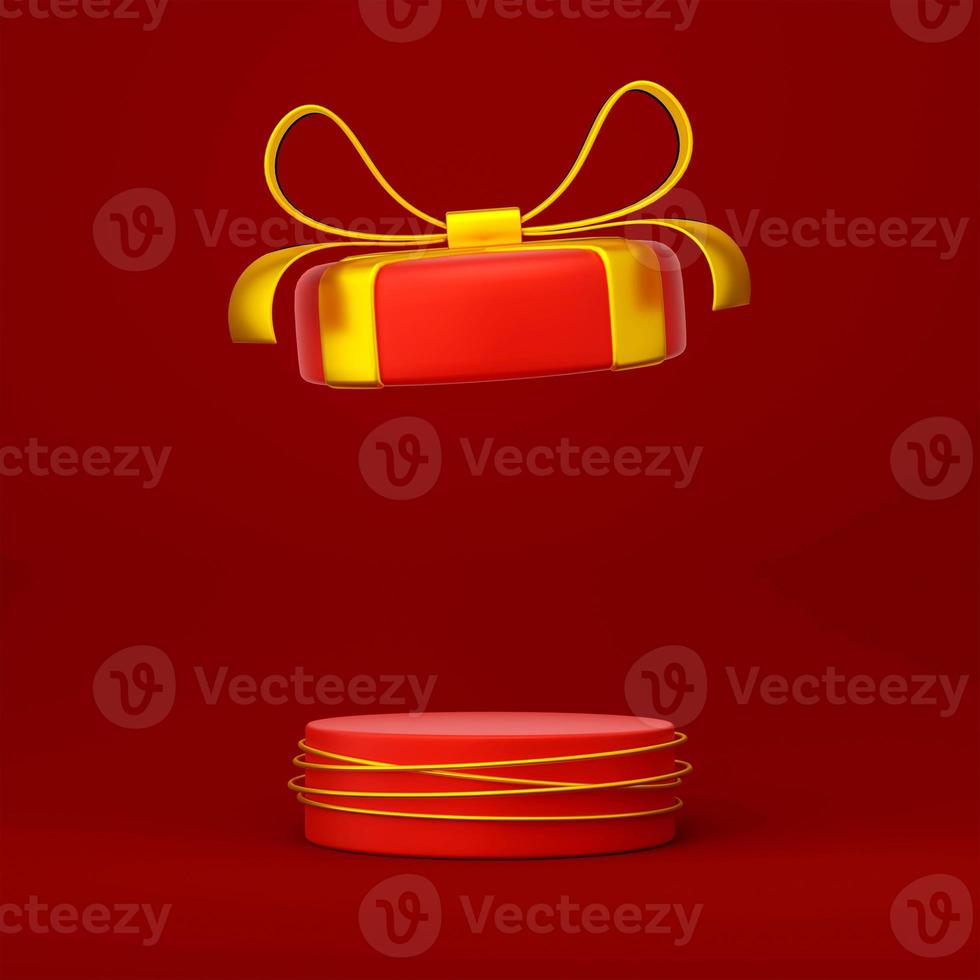 Christmas theme of gift box podium for product advertisement, 3d illustration photo