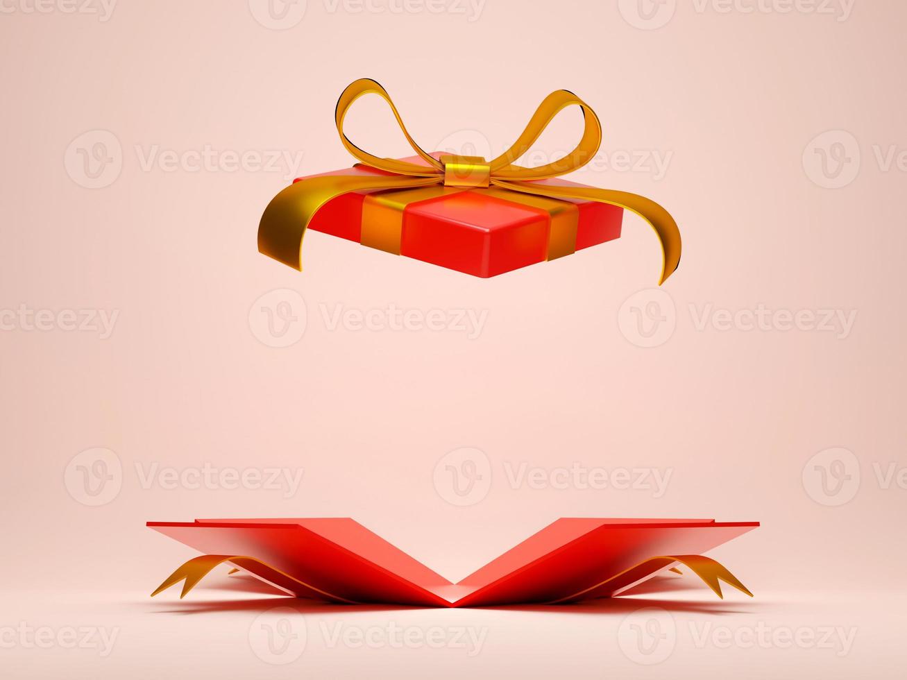 Opened Christmas gift box for product advertisement, 3d illustration photo