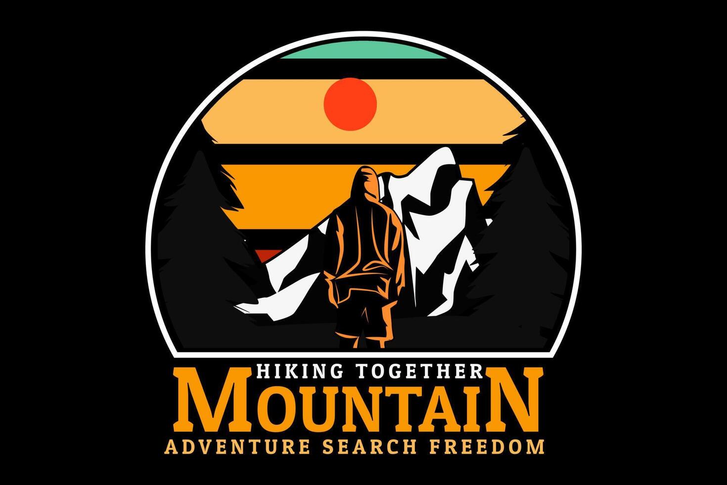 hiking mountain retro silhouette design vector