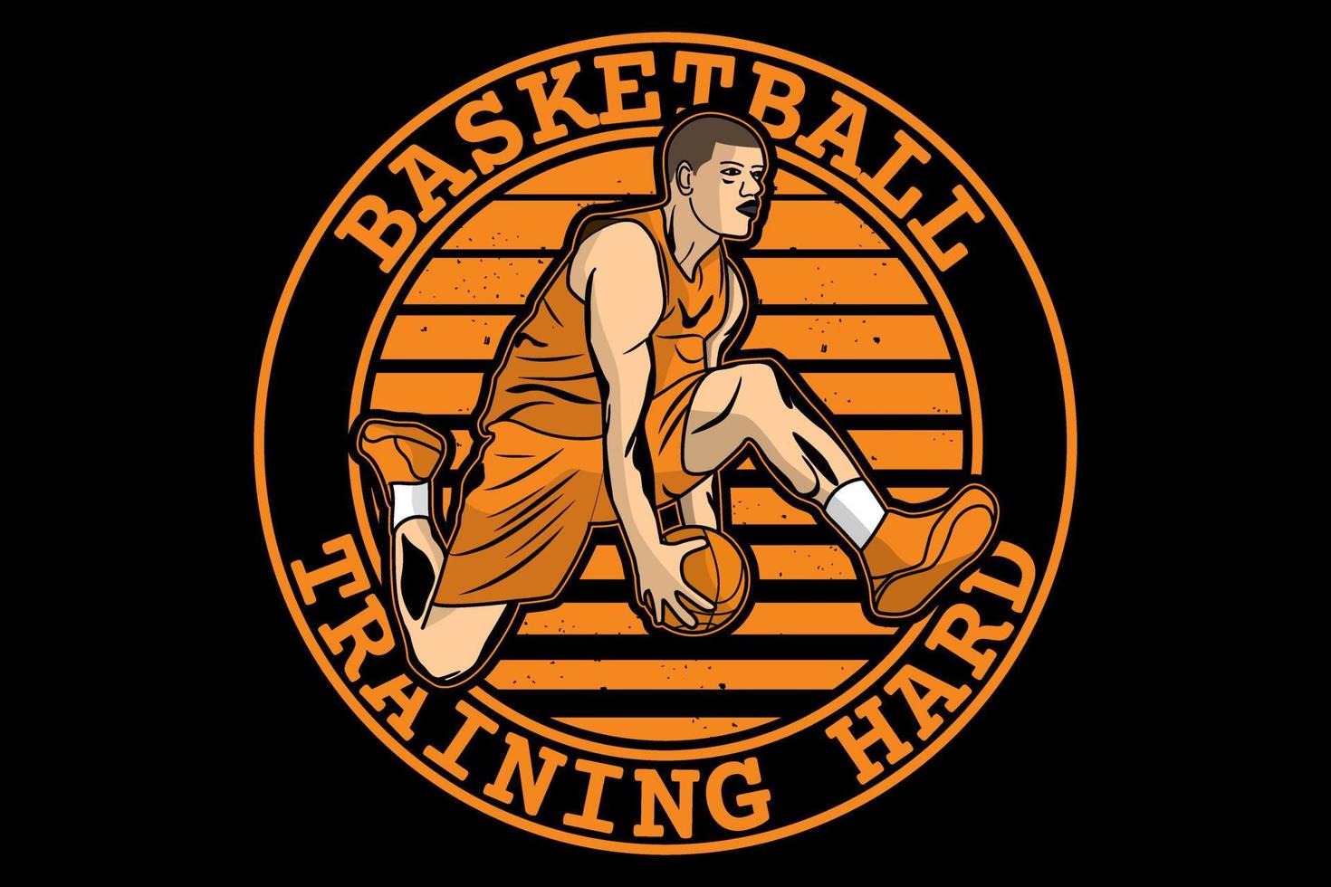 Basketball training hard design vintage retro vector