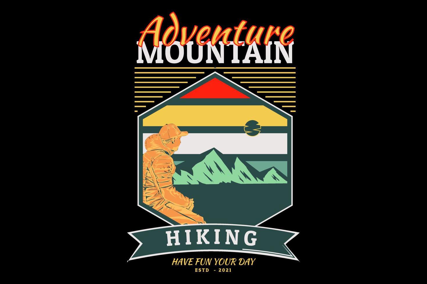 adventure mountain hiking retro vintage design vector