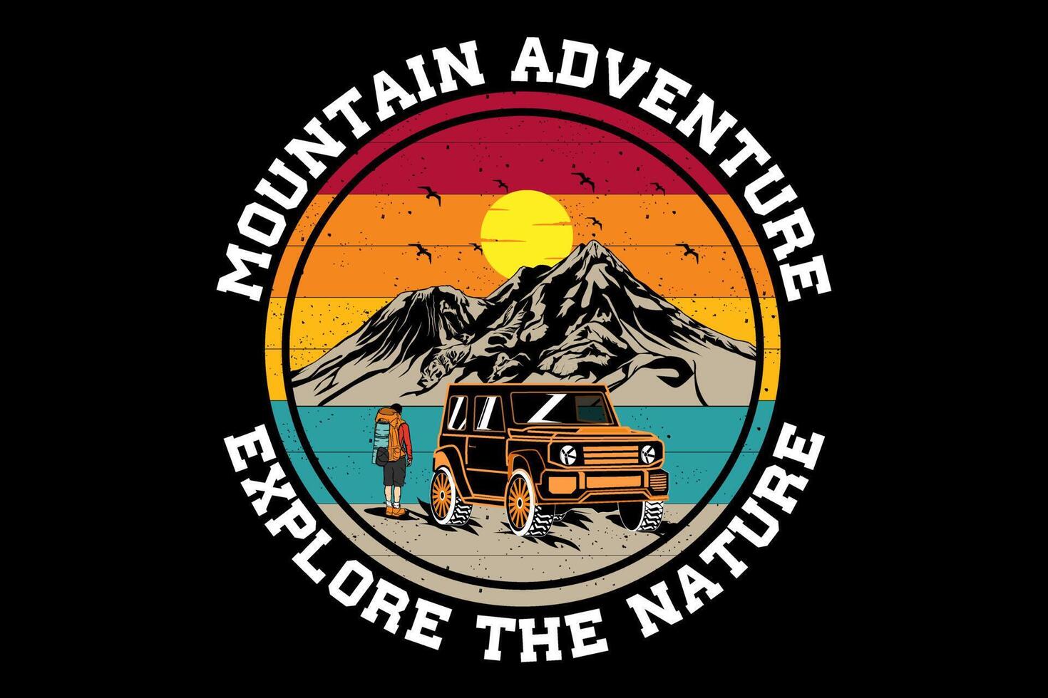 aventura de montaña explorar la naturaleza diseño vintage retro vector