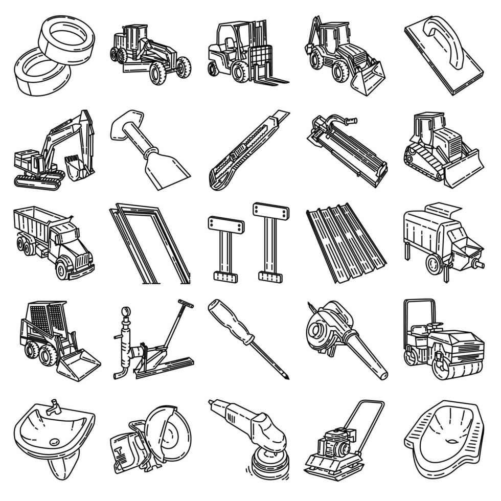 Contractor-4 Set Icon Vector. Doodle Hand Drawn or Outline Icon Style vector