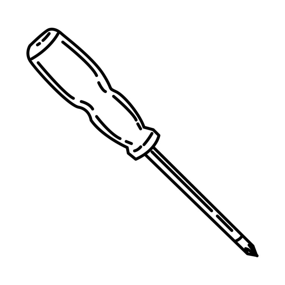 vector de icono de destornillador. Doodle dibujado a mano o estilo de icono de contorno