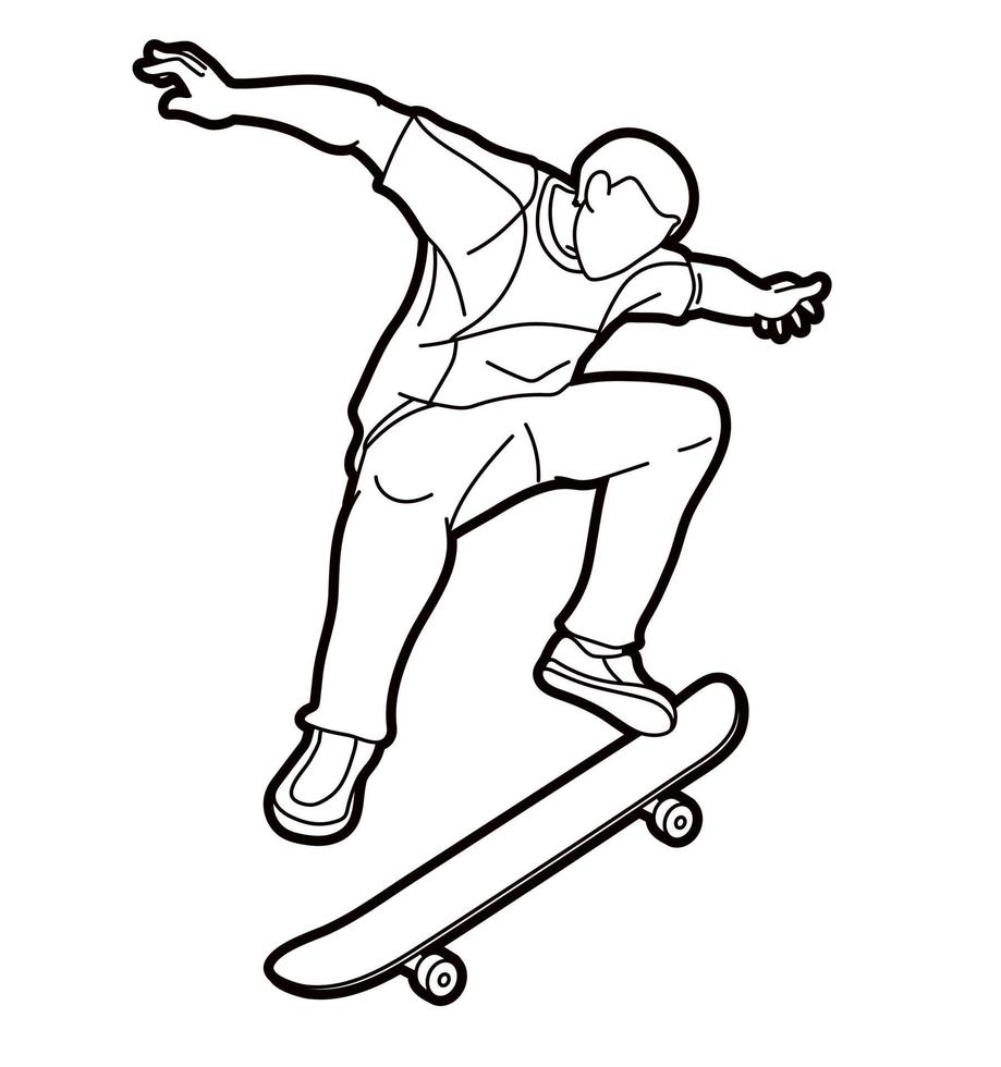Skateboarder Playing Skateboard Extreme Sport vector
