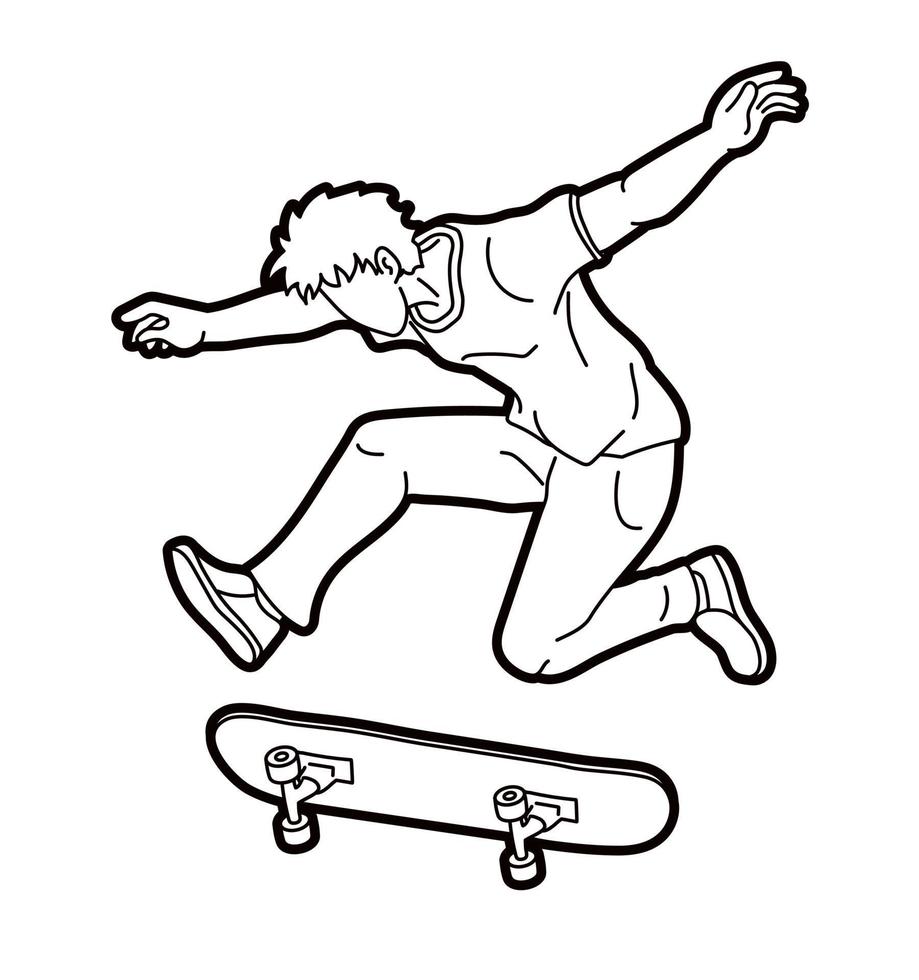 Esquema de deporte extremo de patineta vector