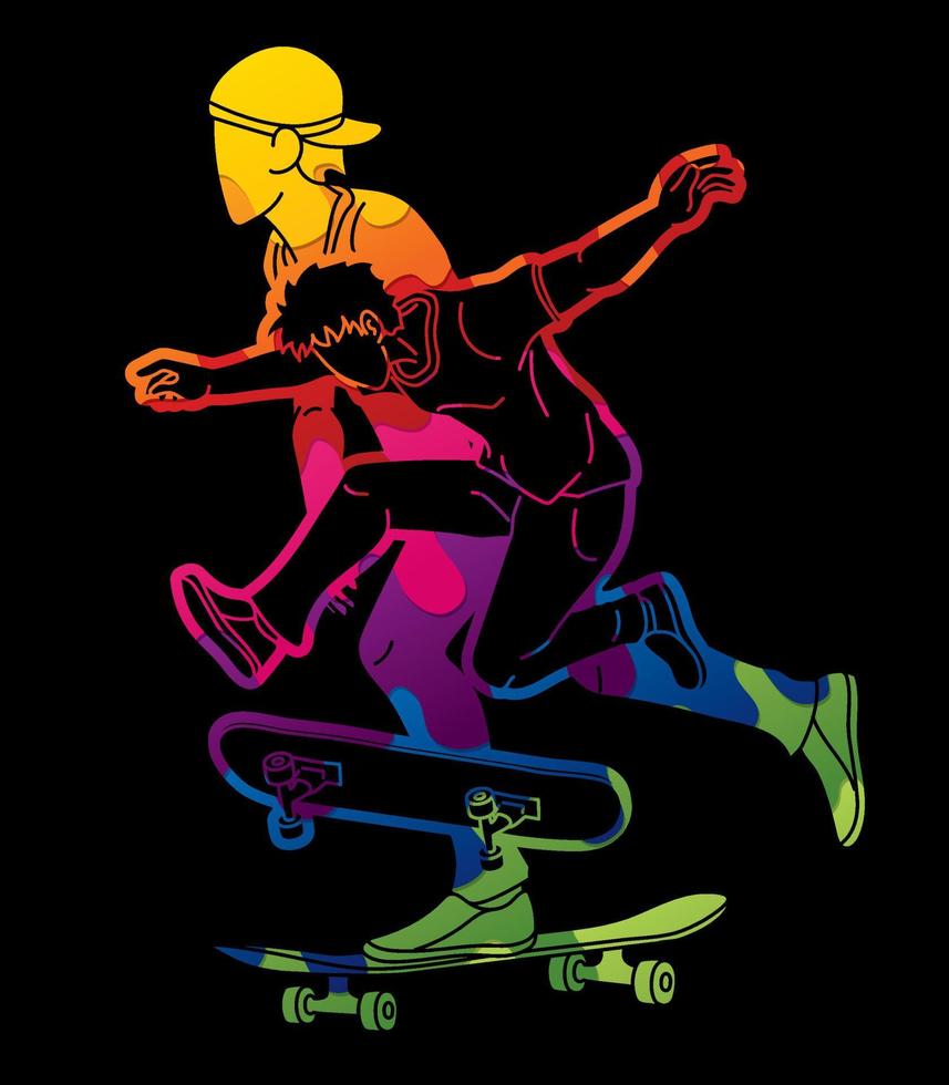 Abstract Skateboard Players Extreme Sport vector