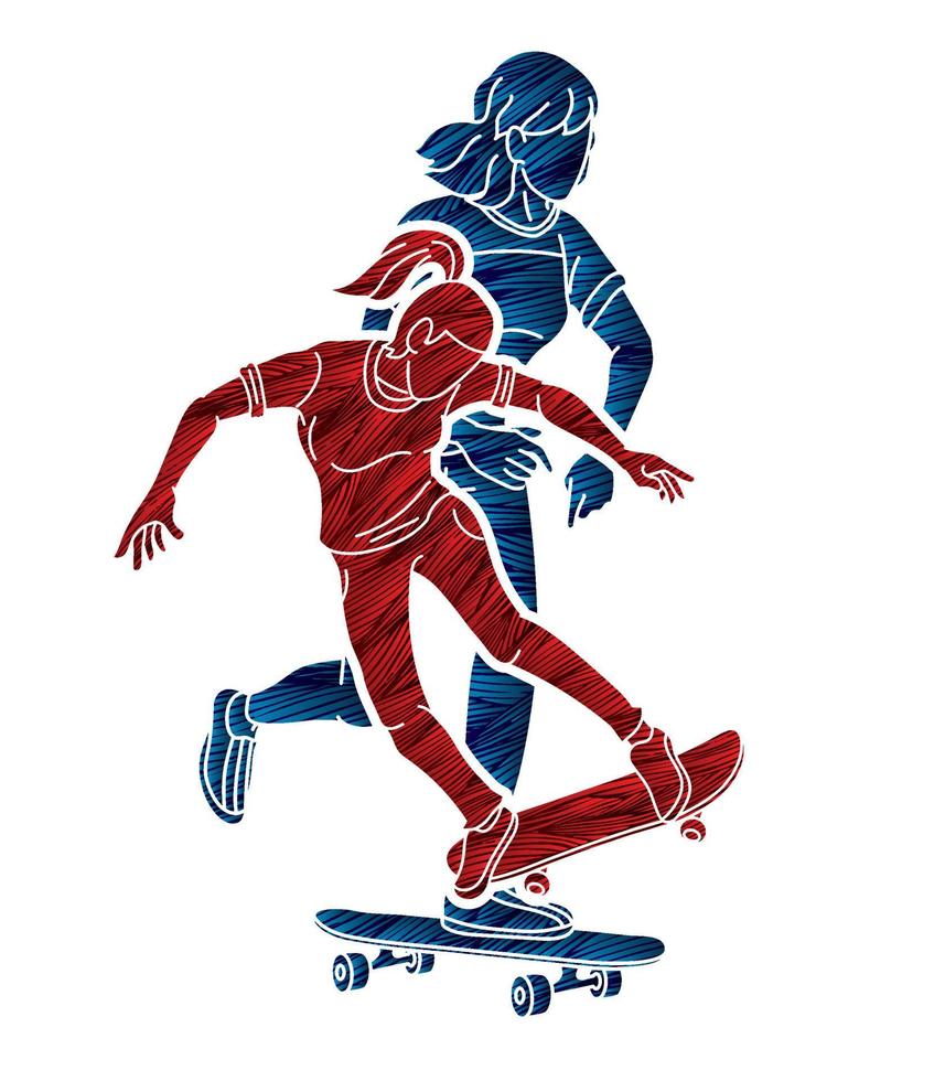 Graffiti Skateboard Players Action vector