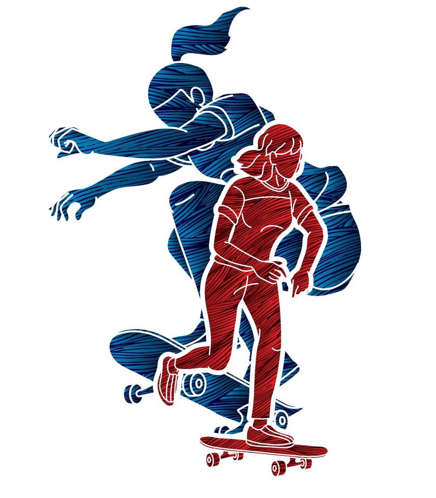 Skateboard Players Extreme Sport Action vector