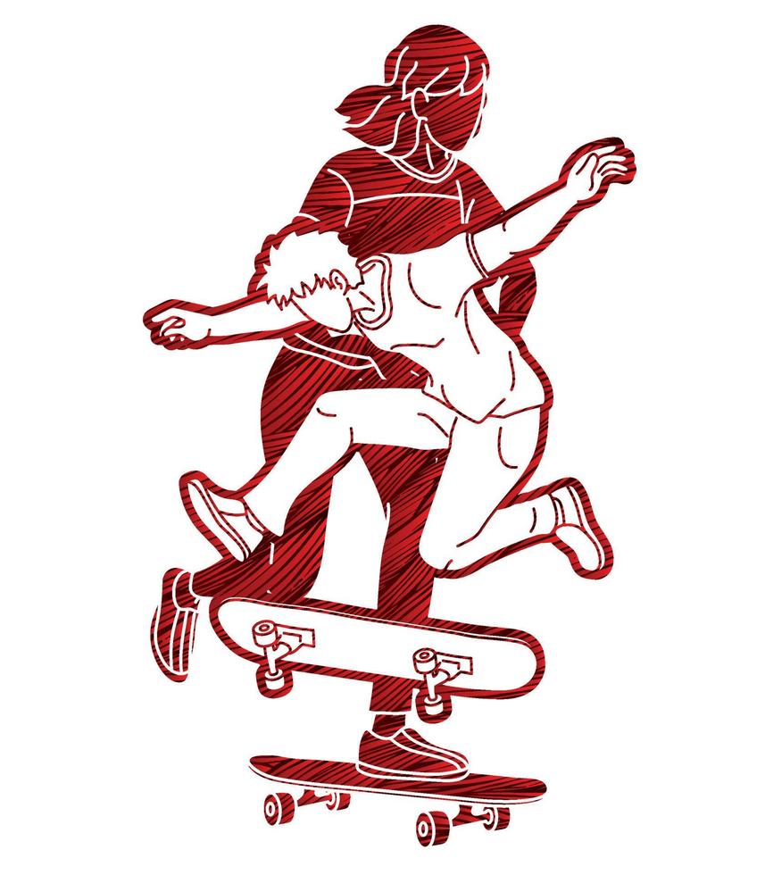 Skateboarder Playing Skateboard Action vector