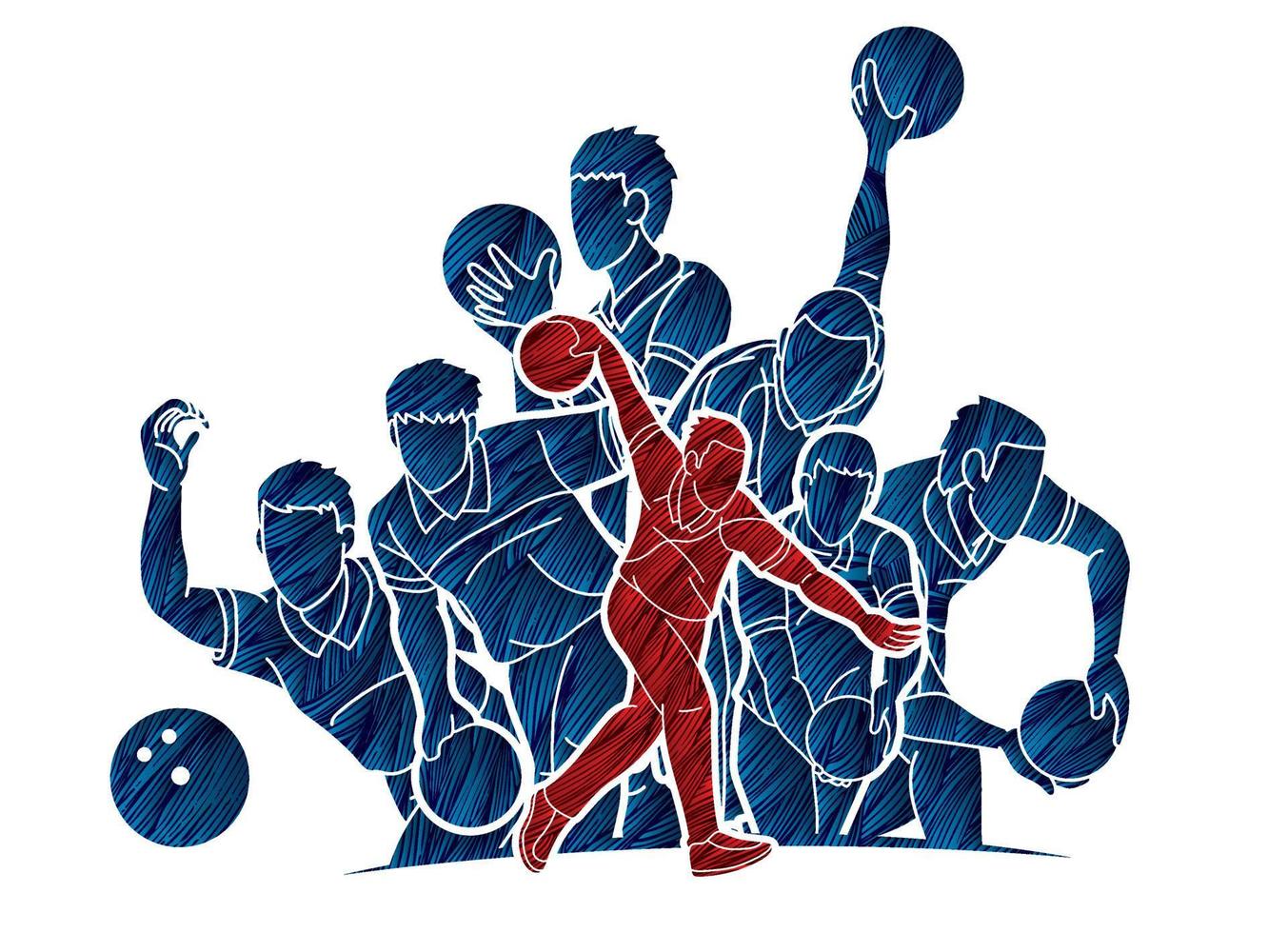 Silhouette Group of Bowling Sport Players vector