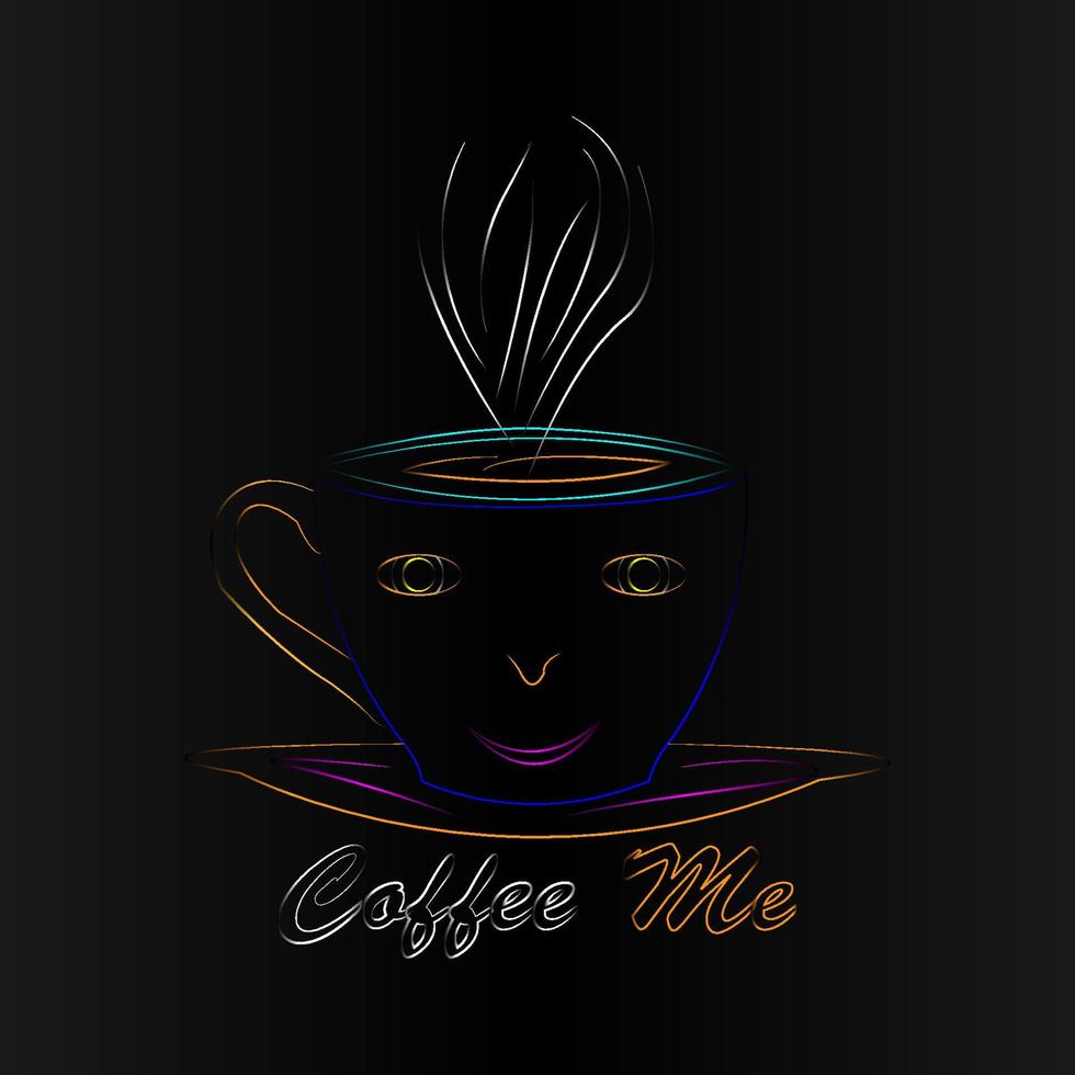 lámpara de café logotipo de arte lineal vector