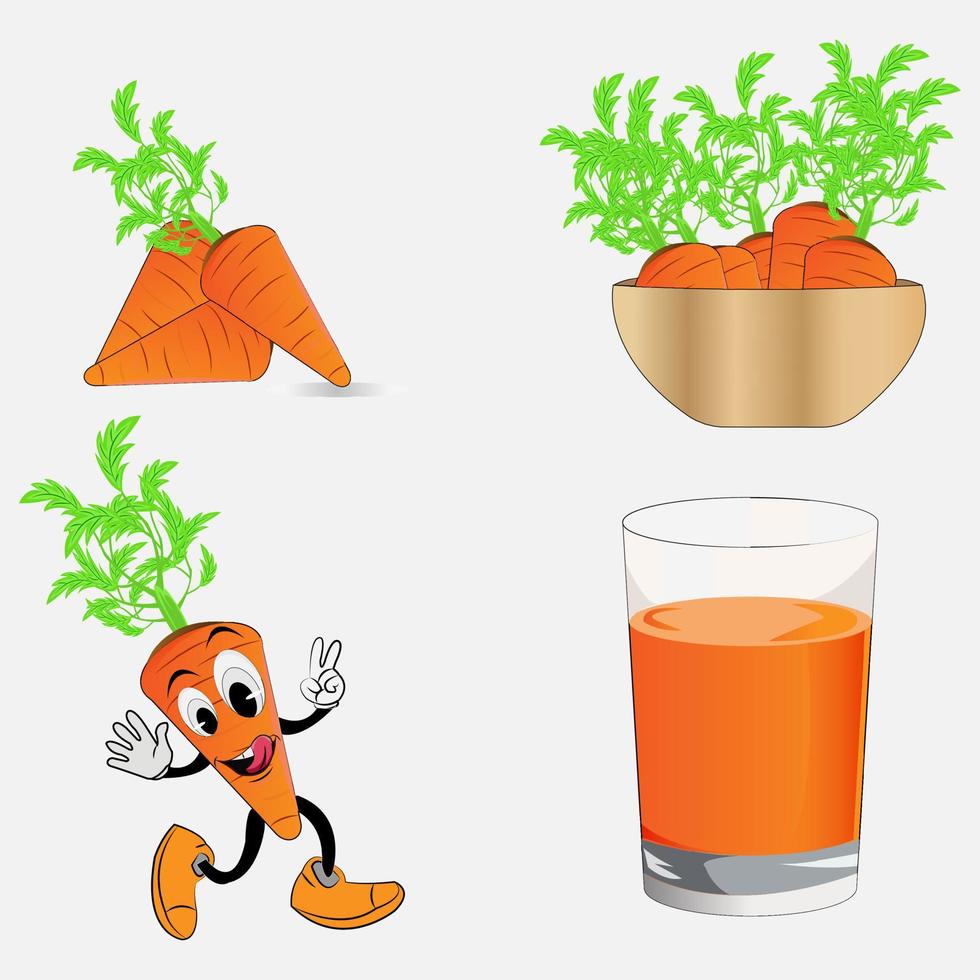 carrot illustration with emoji vector