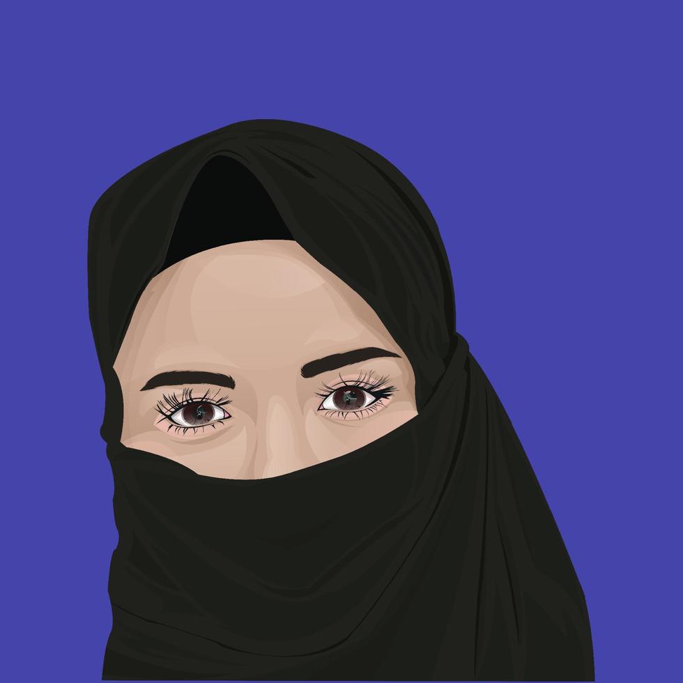 ilustración de mujer hijab vector