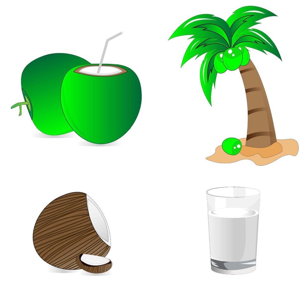 ilustración de árbol de leche de coco vector