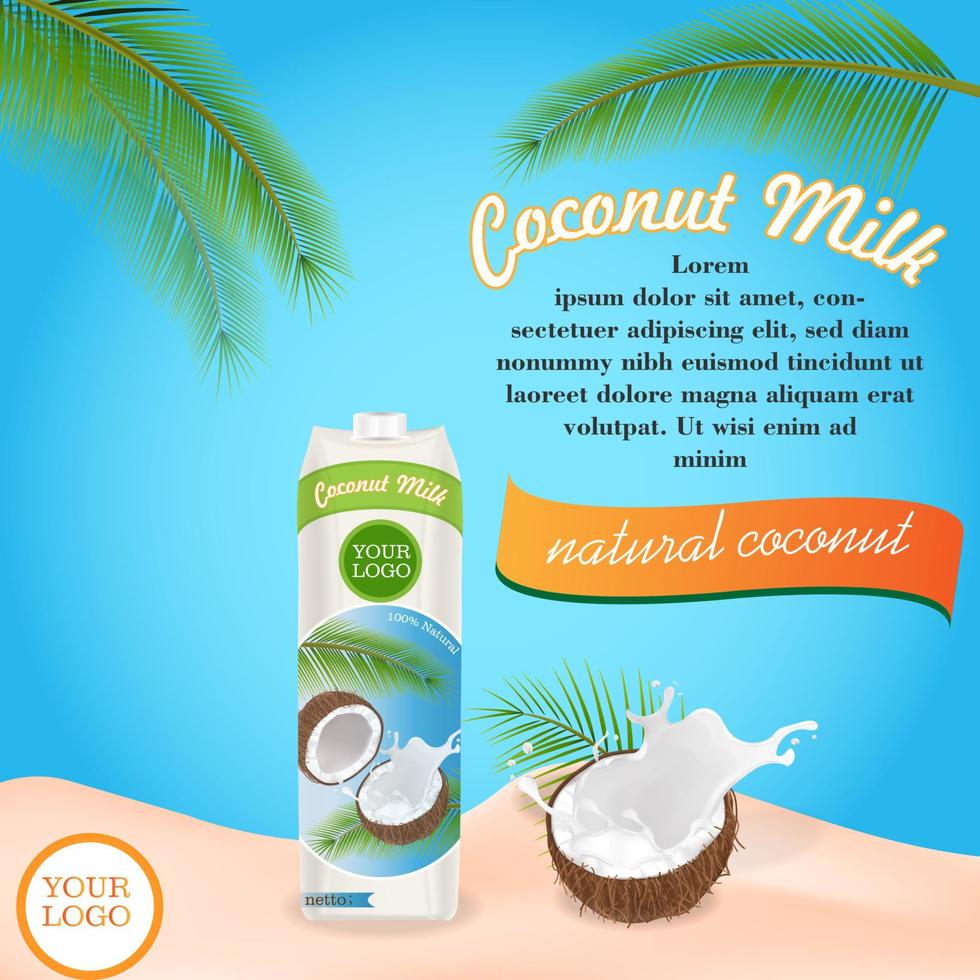 coconut milk advertising vector