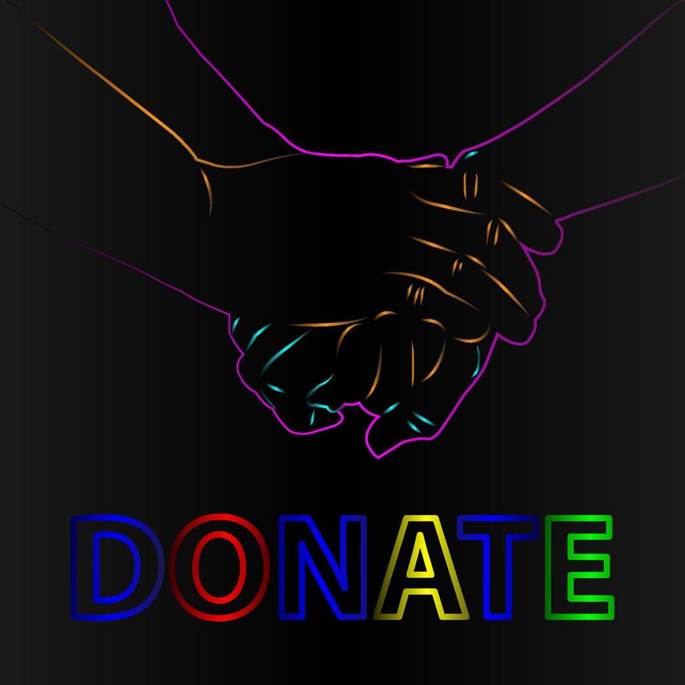 donation hand line art vector