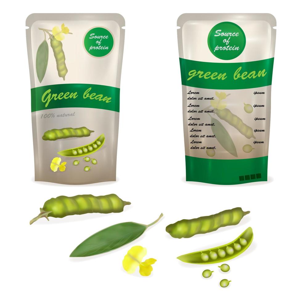 packaging green bean design vector