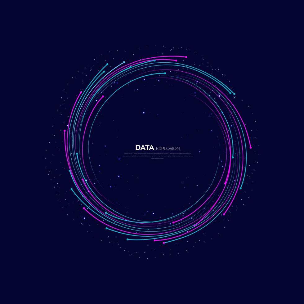 Abstract vector explosion lines equalizer circular shape isolated technology background. Big data algorithms visualization. Vector illustration in concept of technology , quantum science .