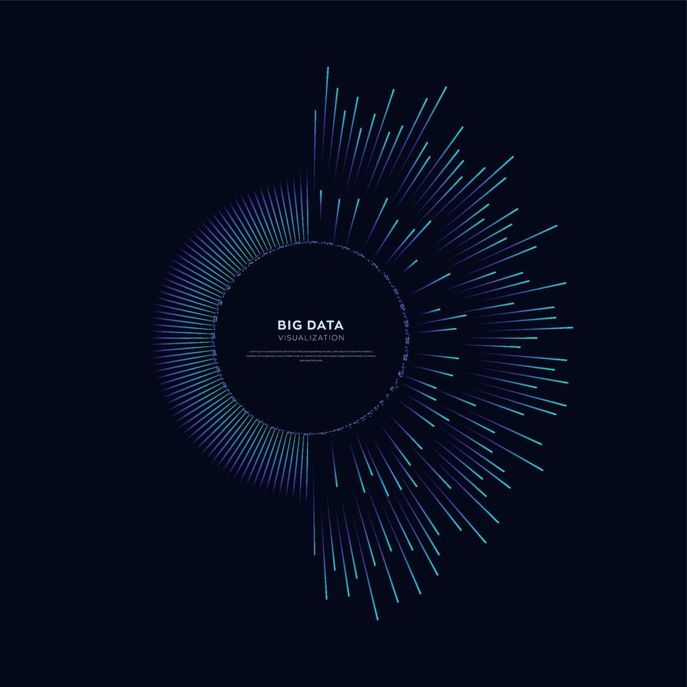 Abstract vector explosion lines equalizer circular shape isolated technology background. Big data algorithms visualization. Vector illustration in concept of technology , quantum science .