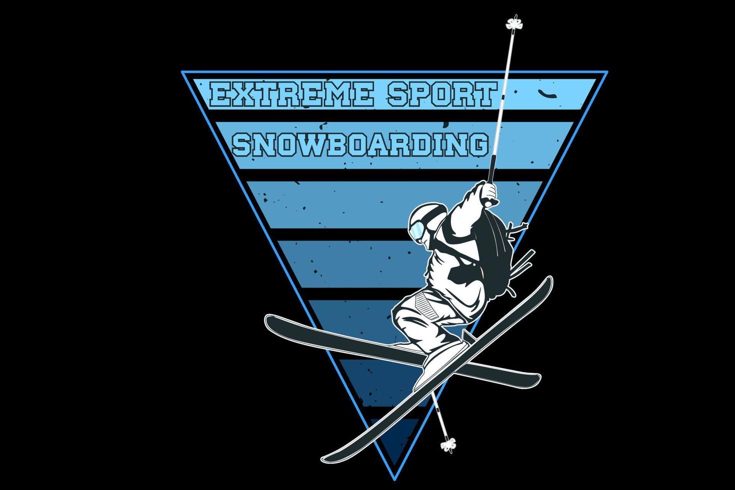 deporte extremo, snowboard, retro, vendimia, diseño vector