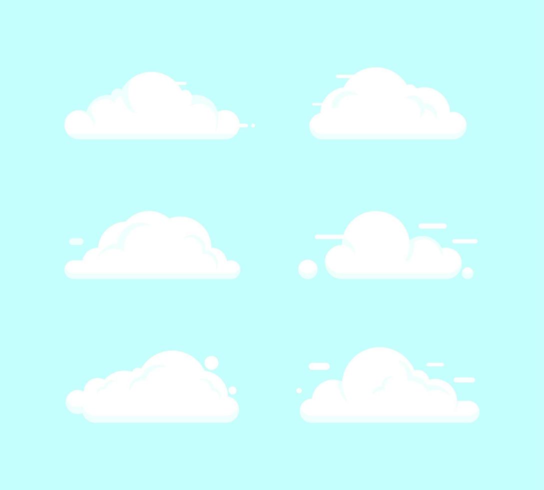 Set of flat cartoon cloud illustration vector