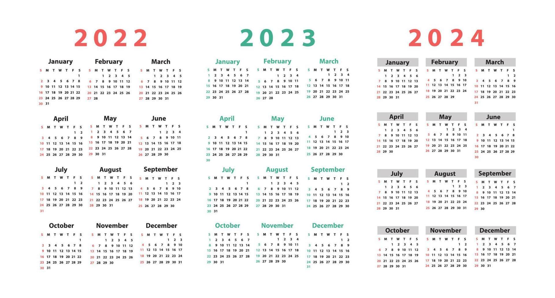 calendario 2021 a partir del domingo. vector