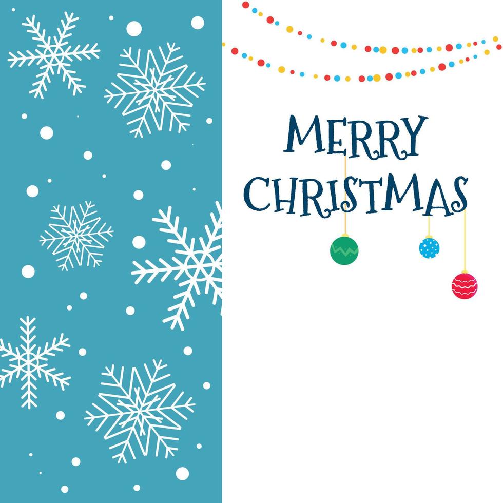 Vector Christmas card with Christmas decorations and vertical background insert with snowflakes