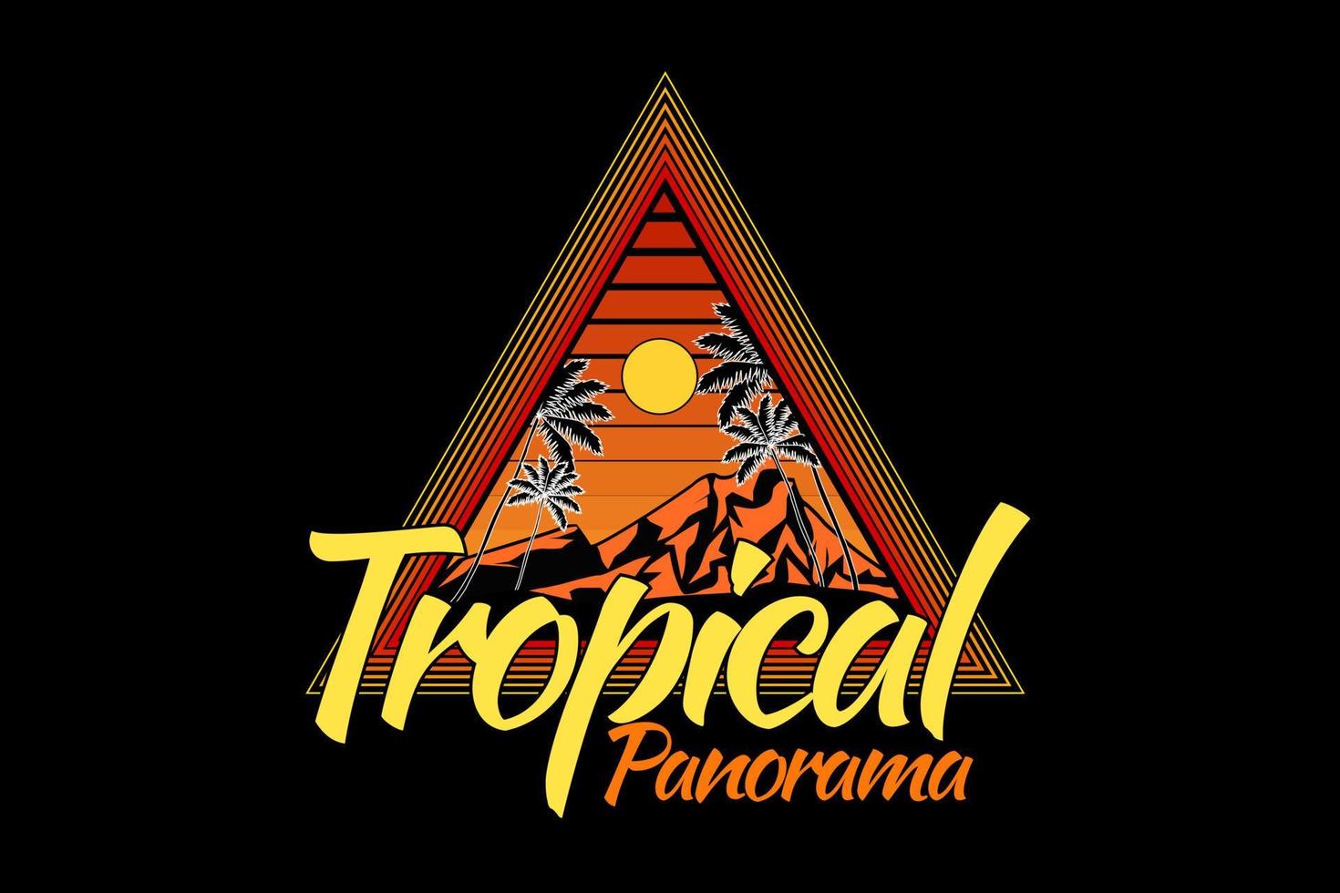 tropical panorama retro silhouette design vector